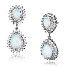 Load image into Gallery viewer, LOS879 - Rhodium 925 Sterling Silver Earrings with Semi-Precious Opal
